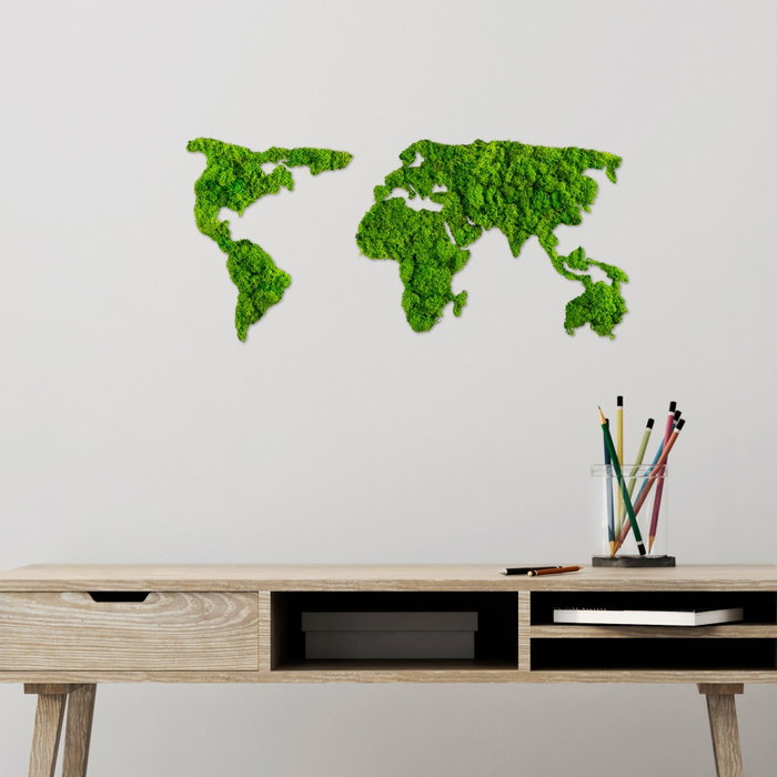 Wallity World Map Escultura de pared Verde